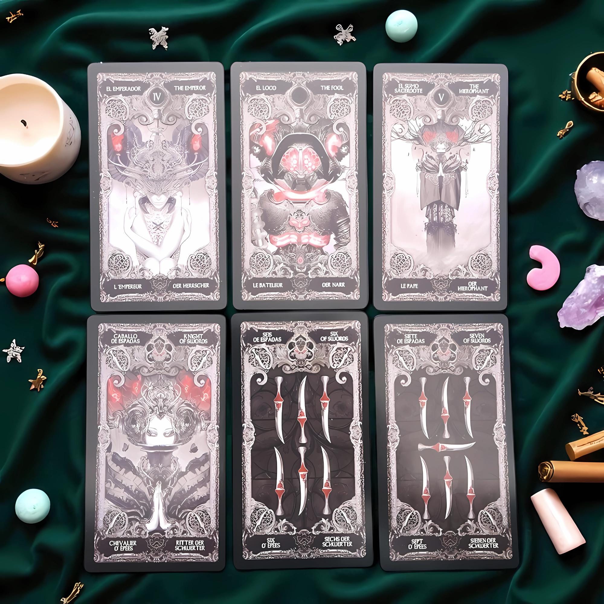 XIII ゴシック タロット デッキ: 78 枚の神秘的な占いカード - Etsy 日本