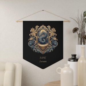 Custom Name Pennant - Magical Boys Name Banner - Personalized Wall Hanging Sign for Nursery or Kids Room - Enchanted Baby Gift Decor