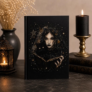 Dark Feminine Journal, Witchcraft Notebook, Celestial Magic Diary, Black Cat Gift