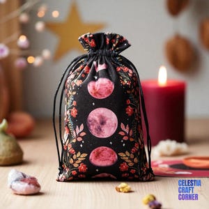 Velvet Tarot Card Pouch: Mystical Oracle Deck Bag with Drawstring