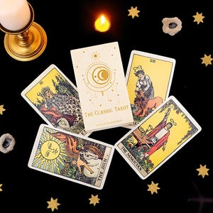 Classic Tarot Deck 78 Cards with Guidebook – Beginner-Friendly Tarot Cards for Divination, Meditation, and Party Games