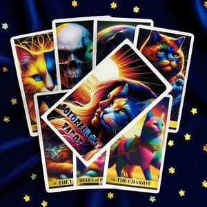 Buntes Katzen Tarot Deck - 78 Karten Englisches Orakel & Wahrsagung Spiel | Mystisches Katzen-Tarot für Anfänger, Sammler und spirituelle Anleitung