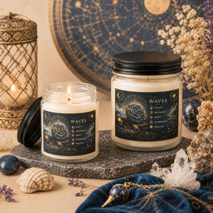 Ocean Waves Ritual Candle, Mystical Soy Wax Candle for Healing & Inner Peace