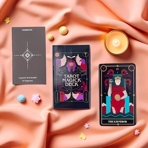 Tarot Magick Deck 78 Cards with Guidebook | Beginner Tarot Set | Witchy Divination Deck | Mystic Gift for Meditation & Rituals