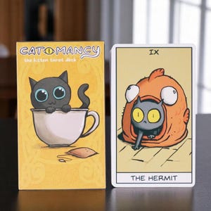 Cat Mancy Tarot Deck - 78 Kätzchenkarten für lustige Kartenlegungen, illustriertes Katzenorakel, nettes Geschenk für Tarot-Liebhaber, Party Brettspiel Set