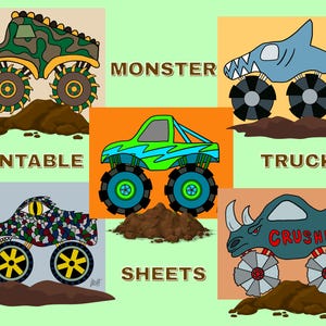 Monster Truck Coloring Pages: Kids Activity Sheets (Printable PDF Download)