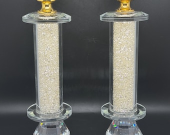 Vintage Crystal Candlestick Pair, Elegant Table Decor
