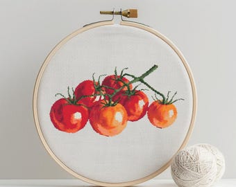 Tomatoes on the Vine Cross Stitch Pattern: Kitchen Decor (PDF Pattern)