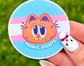 Orange Cat Trans Rights Sticker | LGBTQ Pride