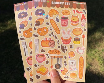 Bakery Cafe Sticker Sheet | 4x6 Holographic/Glossy Stickers
