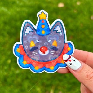 Adesivo de gato palhaço