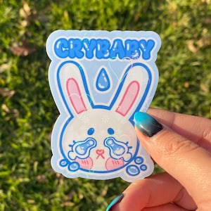 Pegatina de conejito llorón