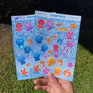 Ocean Pals Tier Aufkleber Blatt | 4x6 Meeresbewohner Sticker