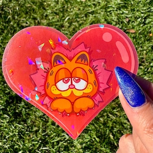 Sticker coeur de chat orange | Non spécifique à une marque