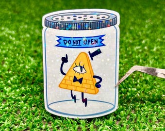 Bill Cipher Jar Sticker | Gravity Falls Fanart