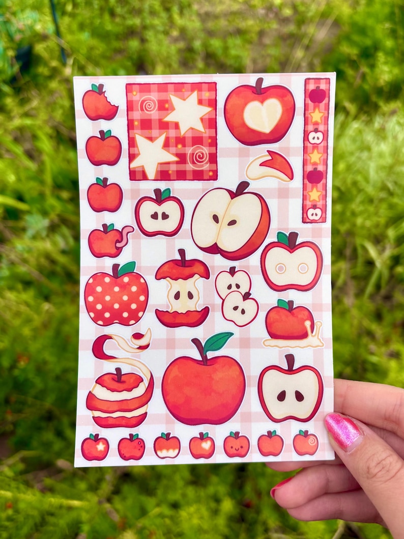Whimsy Apple Design Whimsical 4x6 Apple Sticker Sheet - Etsy