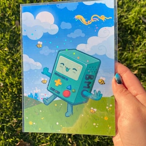 Impresión artística de BMO Adventure Time / 5 x 7 pulgadas / Impresión de dibujos animados holográficos