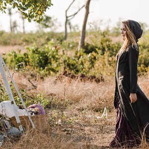 PRIESTESS COAT - Long jacket sweater hoodie Hippie Boho Bohemian Goddess Faery Fairy Pixie Medieval Fantasy Gypsy Witch Goa - Grey