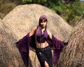 ORGANIC BRA TOP - burlesque tribal belly dance faery steampunk fairy Burning man Pixie Halloween costume - Purple and Black