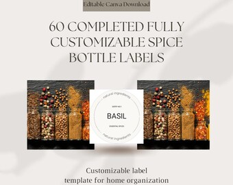 Spice label|Editable 2'' Round White Template – Minimalist Design | Canva & Ready-to-Print PDF Downloads for Easy Customization and Printing