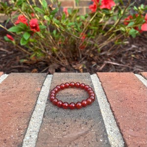 Carnelian Crystal Bracelet, Natural Round 8 mm Carnelian Gemstones, Elastic Bracelet for Men and Women, Handmade Carnelian Jewelry