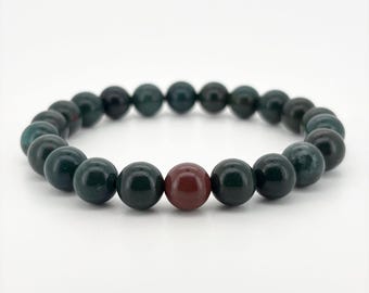 Bracciale artigianale in cristallo di eliotropio: gioiello con pietra preziosa da 8 mm
