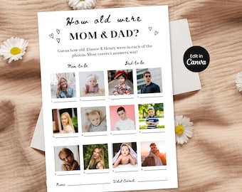 How Old Were Mom & Dad Photo Game, Baby Shower Activity, Baby Guess Game Printable, Baby Shower Planner Printable, Digital Download