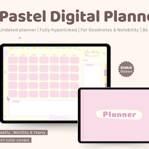 Pastel Undated Planner,GoodNotes Planner,Notability,Digital diary,Digital Planner,Digital calendar, Daily Planner,Weekly Planner,Sticker