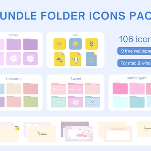 106 Folder Icons Bundle for Desktop Organizer, ,Computer Icons, Aesthetic Mac and Windows Folders,Digital Download,Cute Folder,Desktop icons