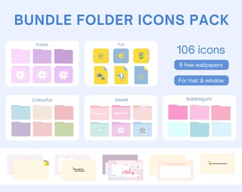 106 Folder Icons Bundle for Desktop Icons, Computer Icons, Aesthetic Mac and Windows Folders,Digital Download,Cute Folder,Desktop Organizer