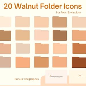 20 Walnut Folder Icons for Mac & PC, Computer Icons,Aesthetic folder icons, Desktop icons, Desktop folder icons, Digital Download, Pc icon
