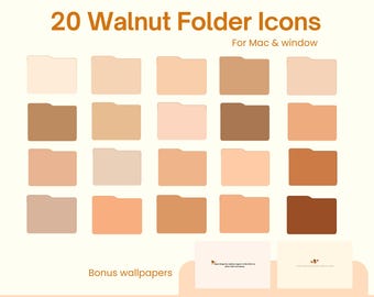 20 Walnut Desktop Icons for Mac & PC, Computer Icons,Aesthetic folder icons, Desktop icons, Desktop folder icons, Digital Download, Pc icon