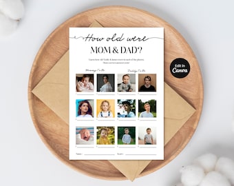 How Old Were Mom & Dad Line Photo Game , Baby Shower Activity, Baby Guess Game Printable, Baby Shower Planner Printable, Digital Download