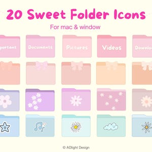 20 Sweet pink blue purple desktop icon for Mac & PC, Free wallpaper, Folder icons, desktop organizer, Aesthetic folder icon,Digital download