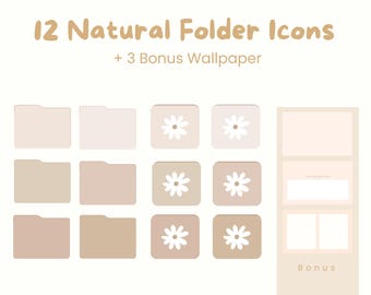 Brown Beige Desktop Icons for Mac & PC, Desktop Organizer, Digital Download, Folder Icon, Free Wallpapers