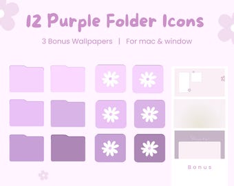 12 Purple Desktop Icon for Mac & PC, Digital Download, Custom Icon Pack, Free Wallpapers, Folder Icons, File Icons Set