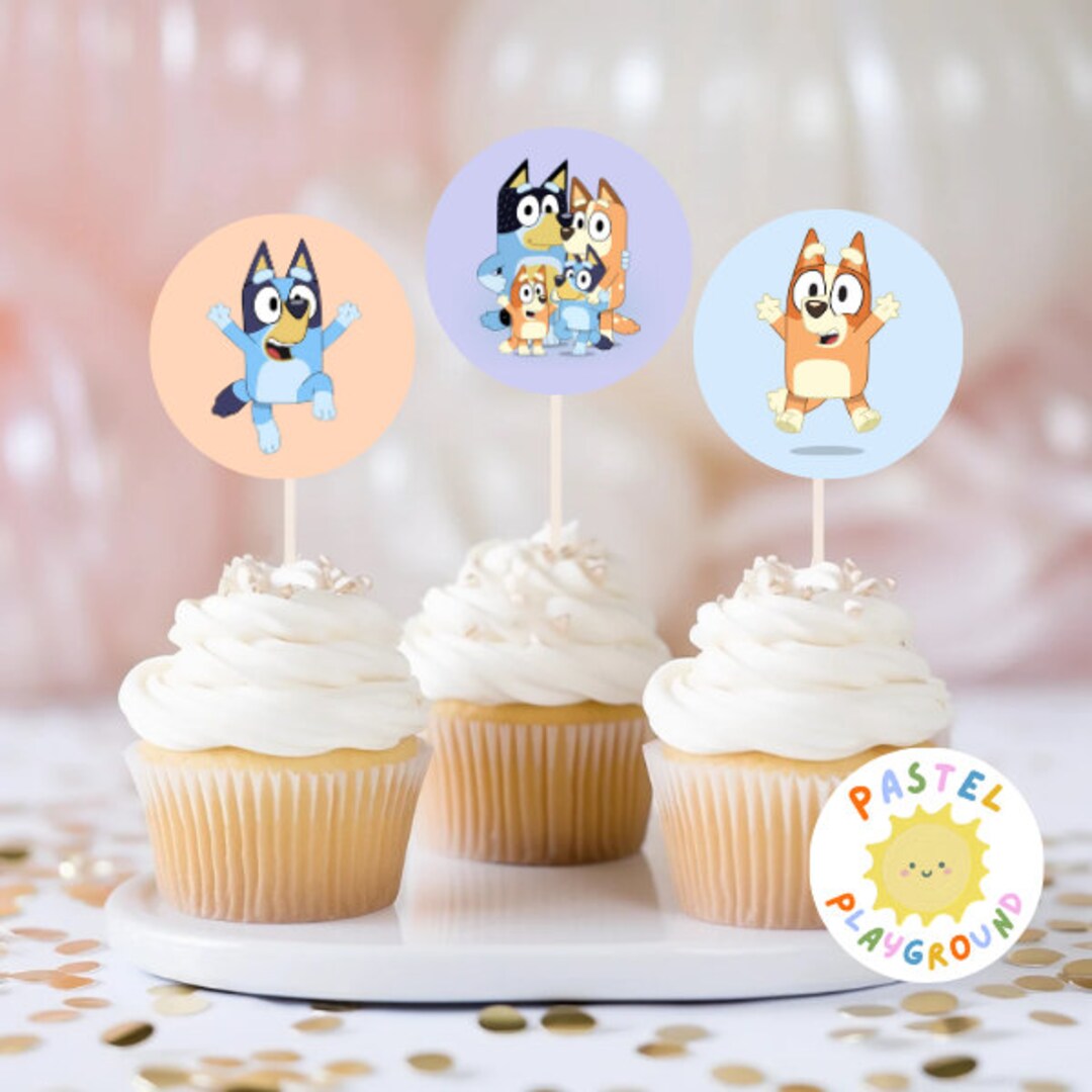 Bluey Birthday Cupcake Toppers for Kids' Parties and Celebrations - Etsy UK
