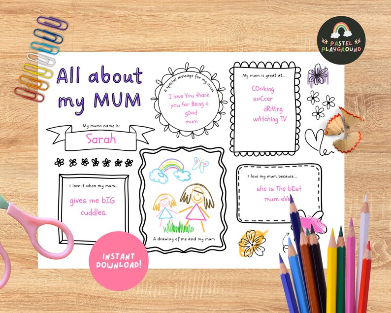All About My Mum Printable, MUMMY Questionnaire, Fill in the Blank ...