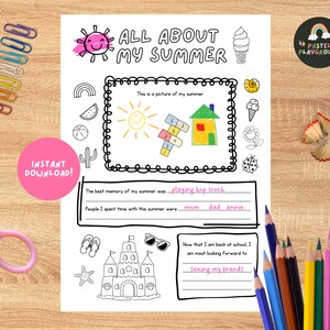 All About My Summer Printable, Summer Questionnaire, Fill in the Blank ...