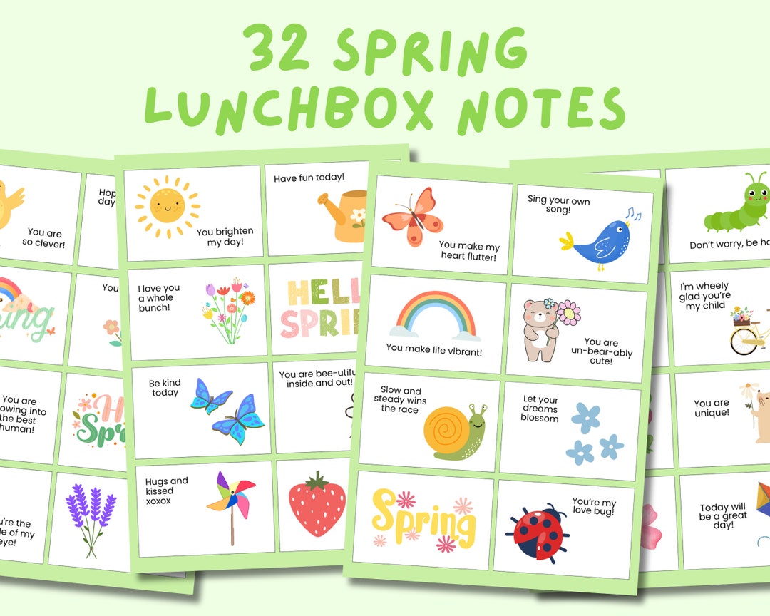 Cool Printable Spring Lunchbox Notes for Kids, Encouraging School Lunch ...