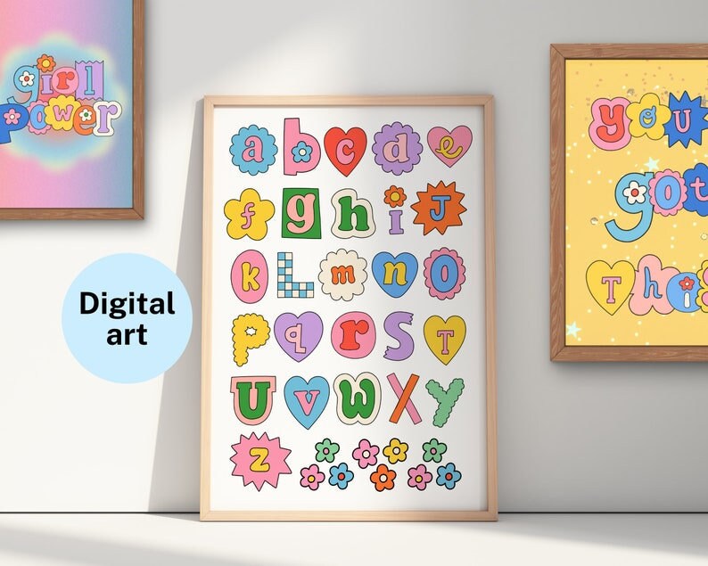 Pastel Alphabet Printable Wall Art for Girl's Room ABC Poster ...