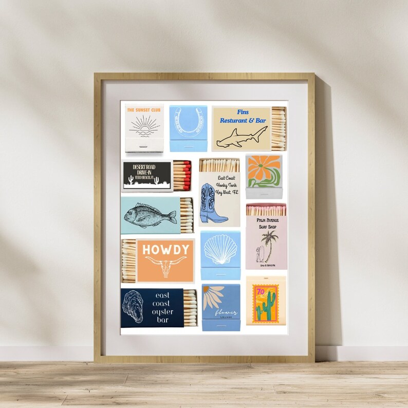 Retro Matchbox Art Print | Coastal Cowgirl Decor (digital Download) - Etsy