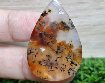 CLARENCE - Marcasiet pluim agaat || Afmeting: 33 x 22 x 4,6 mm || Cabochons || Agaatsteen.