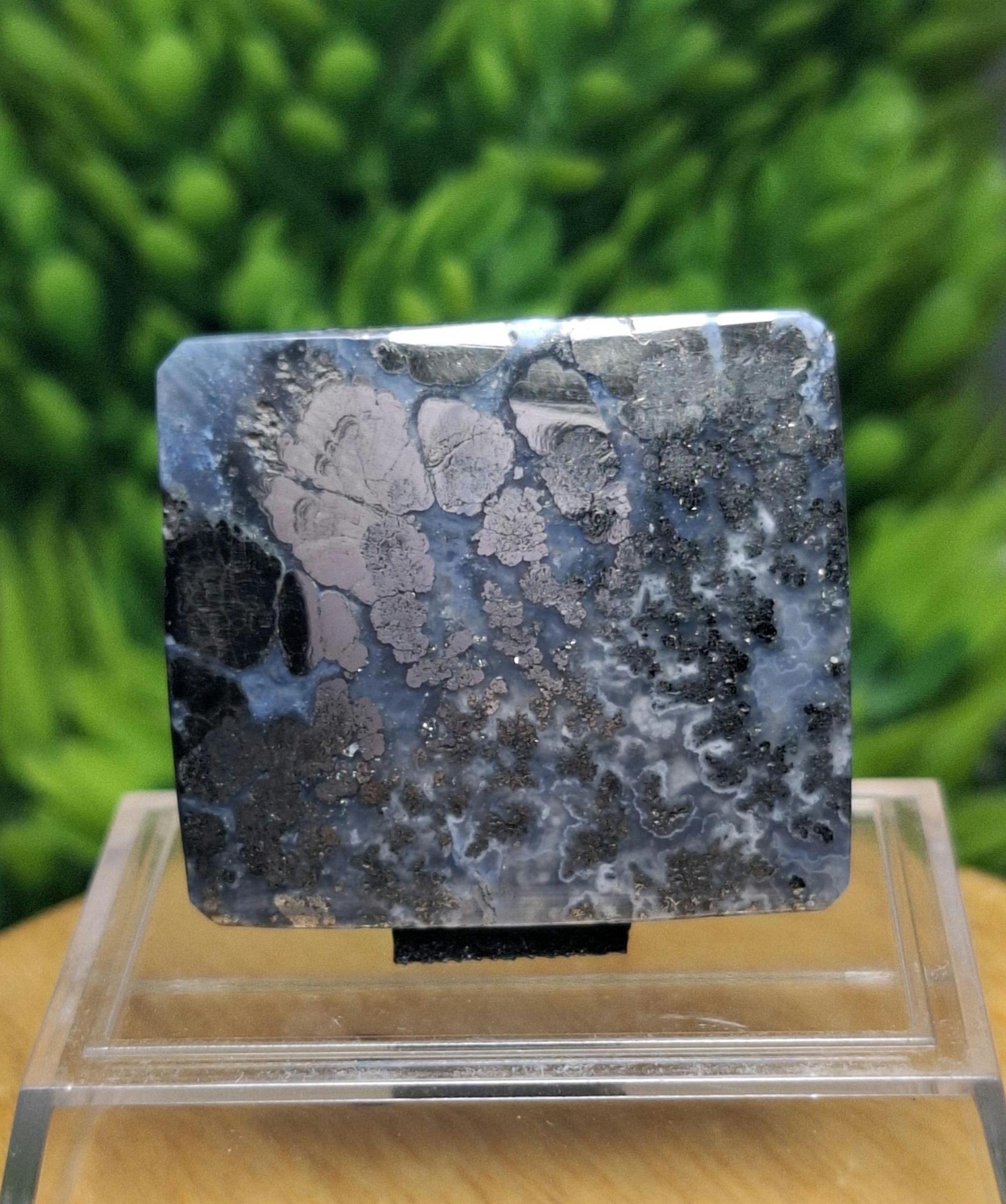 白鉄鉱瑪瑙 || サイズ: 30x27x5,7 mm || カボション 研磨済み || 瑪瑙