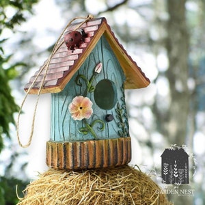 Rustikales dekoratives Vogelhaus, Kolibrihaus, hölzernes Vogelhausdekor, Nistkästen