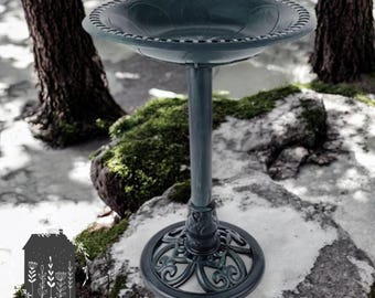 Vasca Per Uccelli In Ghisa Con Mangiatoia – Altezza 111,8 Cm, Stile Vintage, Decorazione Da Giardino, Resistente Agli Agenti Atmosferici