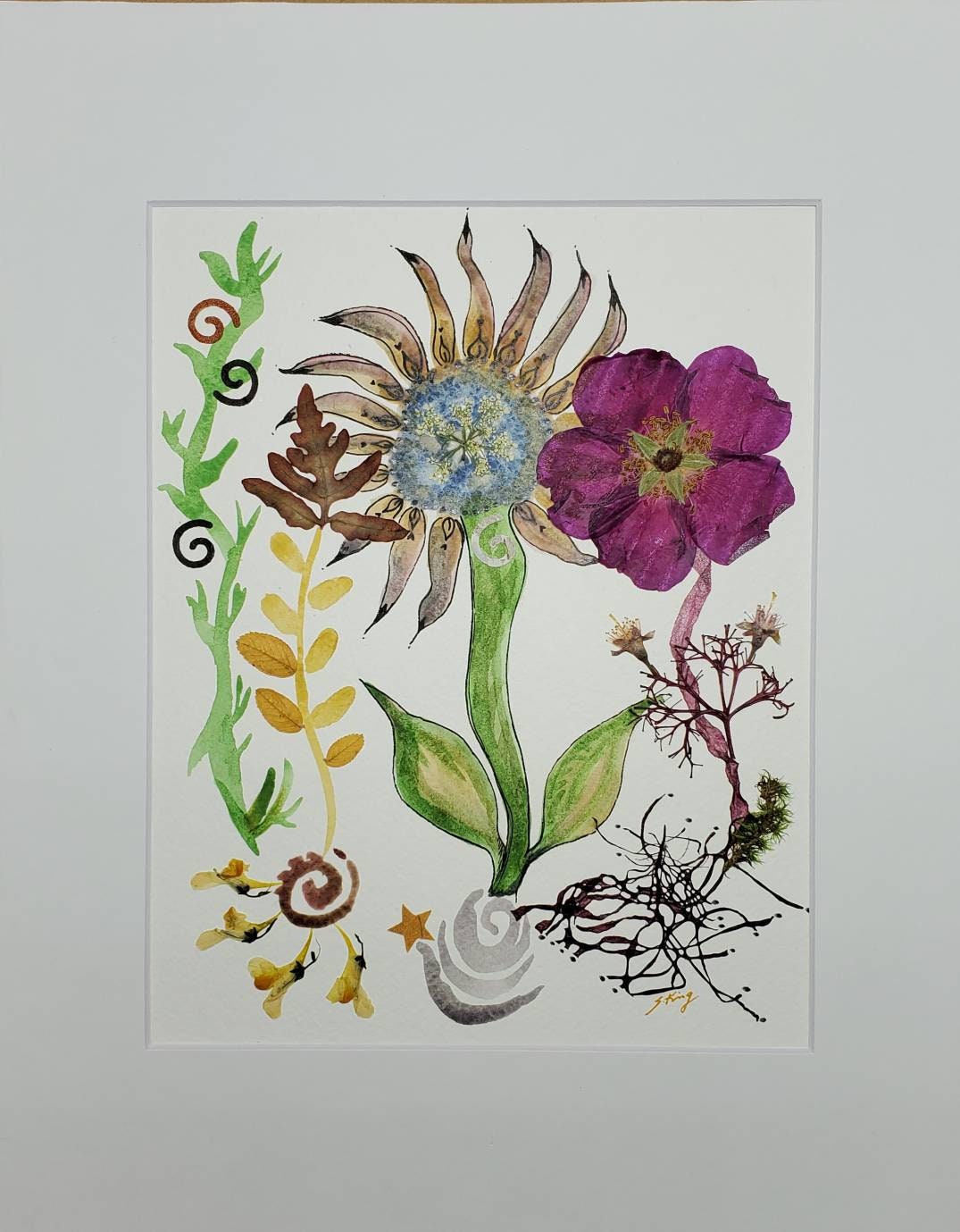 Original Flower Art Wild & Free made with REAL Etsy