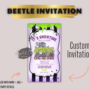 Beetle Birthday Party Invitation - Custom Beetle Betelguese Invite - Juice Birthday Invitation - Custom Invite - Personalized Printable