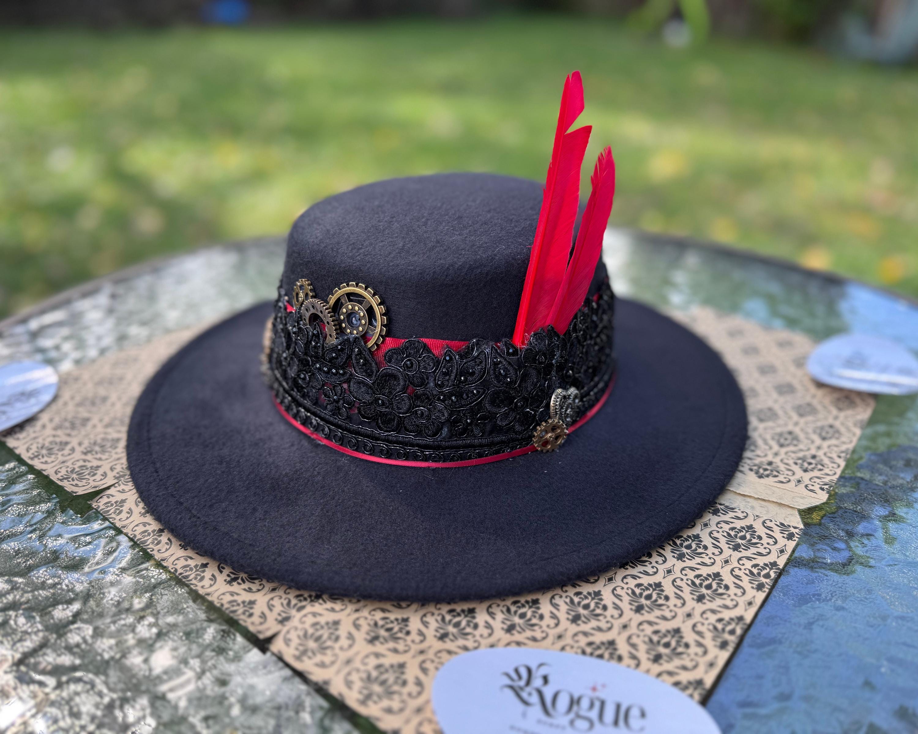 Chic Black Fedora with Red Feather Detail Princeton Black/Red Fedora main image 4