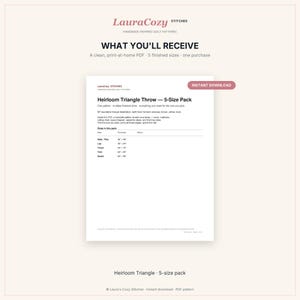 Heirloom Triangle Throw Quilt Pattern PDF - 5-Size Pack - Earth-Tone Triangles - Instant Download image 2